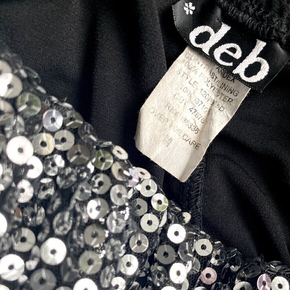 Deb Strapless Formal Black Dress with Silver Sequins Prom Junior MEDIUM - Picture 4 of 4